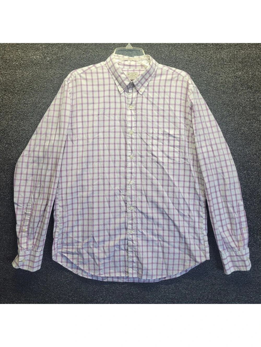 Vtg J Crew Men's Sz L Light Blue Checker Button-Down Shirt